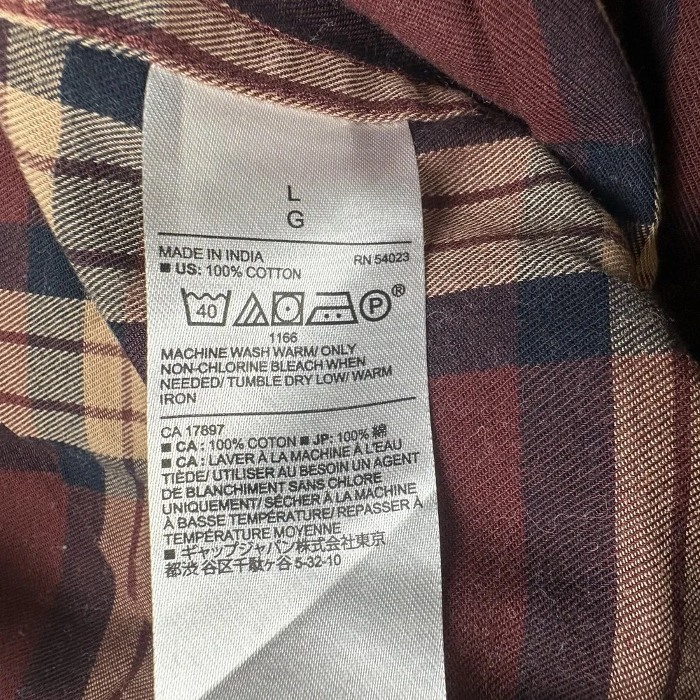 Banana Republic Shirt Shirt Plaid Untucked Fit Mens Large Long Sleeve Button Up